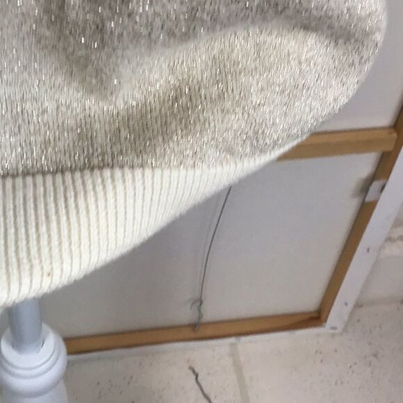 Essentiel Antwerp silver, cream luxury metallic V back sweater.Runs big Belgium - Picture 7 of 9